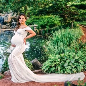 White Maternity photo shoot dress